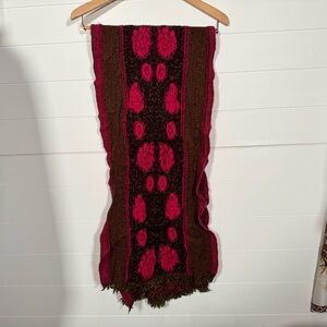 Natural Pink 100% Wool Floral Scarf 14 X 65